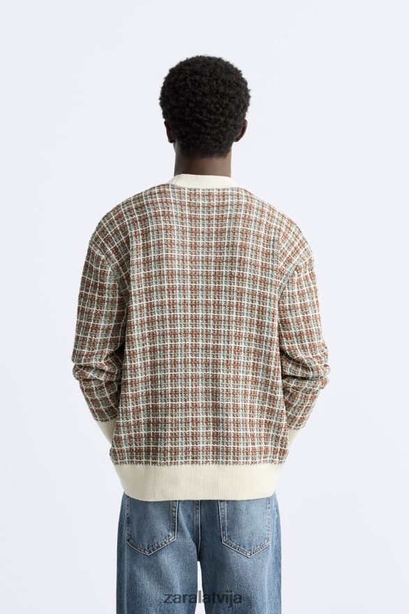 rūtains žakarda jaciņš vīriešiem Zara ekru 6ZTV401044 apģērbs