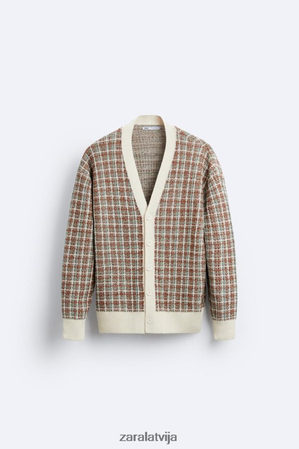 rūtains žakarda jaciņš vīriešiem Zara ekru 6ZTV401044 apģērbs