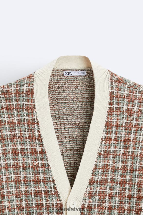 rūtains žakarda jaciņš vīriešiem Zara ekru 6ZTV401044 apģērbs