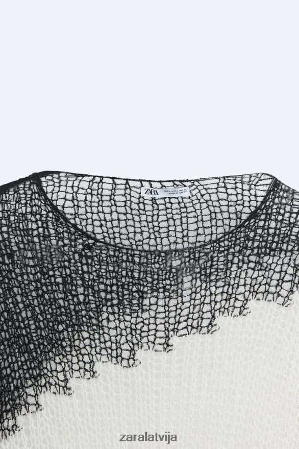 strukturēts nolaižamā dūriena džemperis vīriešiem Zara melns 6ZTV401036 apģērbs