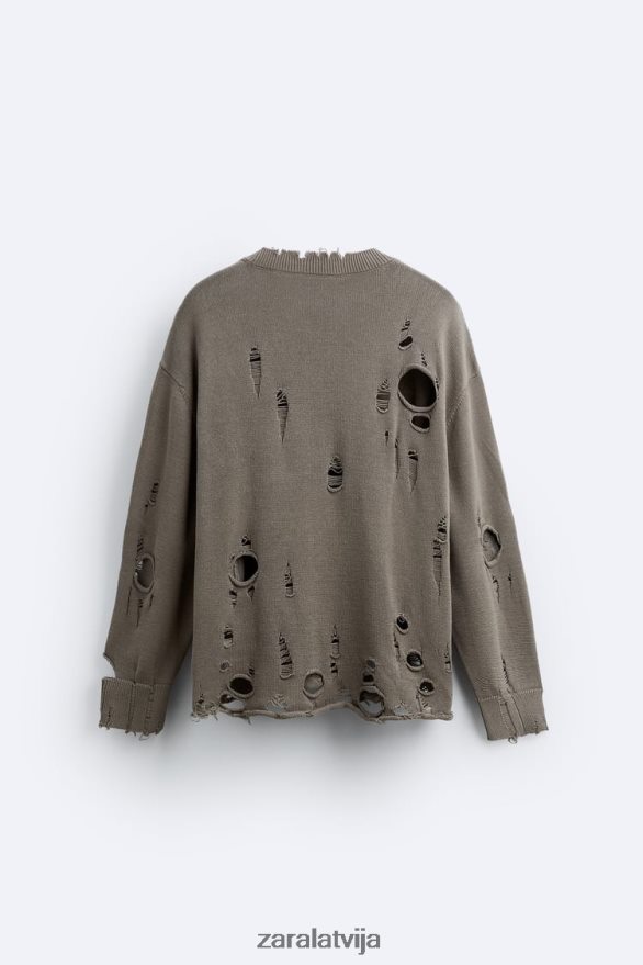 teksturēts saplēsts džemperis vīriešiem Zara akmens 6ZTV401029 apģērbs