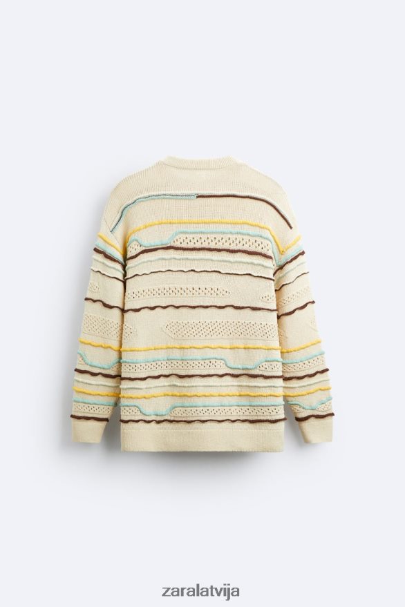 teksturēts svītrains džemperis vīriešiem Zara ekru 6ZTV401031 apģērbs