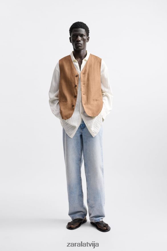 100% lina veste vīriešiem Zara terakota 6ZTV401157 apģērbs