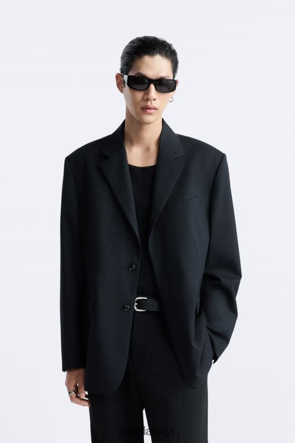 100% vilnas uzvalka jaka ierobežots izdevums vīriešiem Zara melns 6ZTV401147 apģērbs