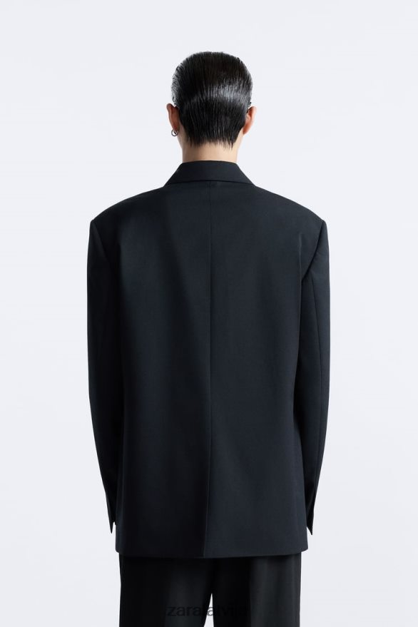 100% vilnas uzvalka jaka ierobežots izdevums vīriešiem Zara melns 6ZTV401147 apģērbs