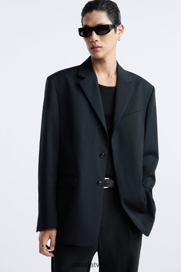 100% vilnas uzvalka jaka ierobežots izdevums vīriešiem Zara melns 6ZTV401147 apģērbs