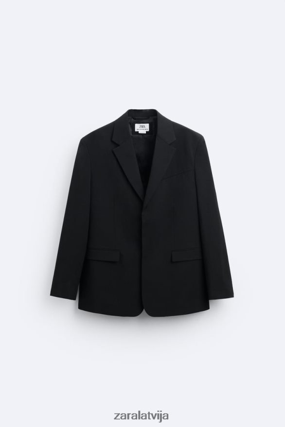 100% vilnas uzvalka jaka ierobežots izdevums vīriešiem Zara melns 6ZTV401147 apģērbs