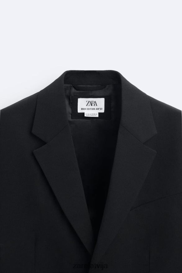 100% vilnas uzvalka jaka ierobežots izdevums vīriešiem Zara melns 6ZTV401147 apģērbs