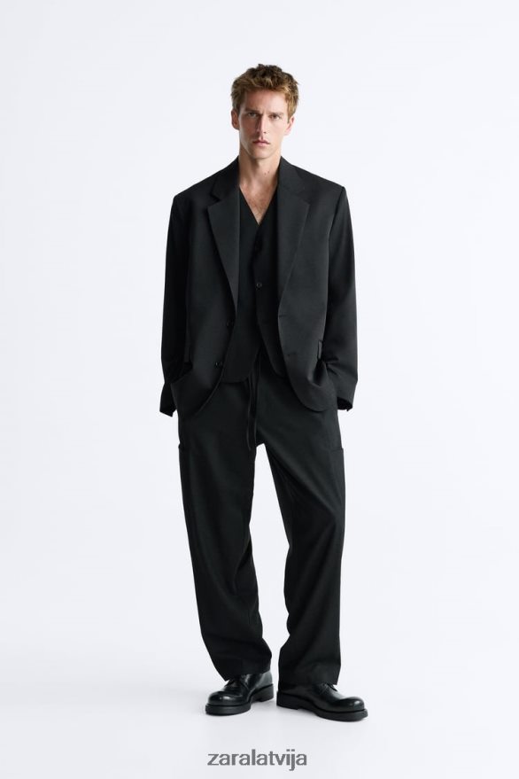 lielizmēra 100% vilnas jaka vīriešiem Zara melns 6ZTV401151 apģērbs