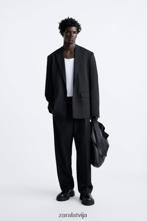 neregulāras apdares bleizeris vīriešiem Zara melns 6ZTV401160 apģērbs