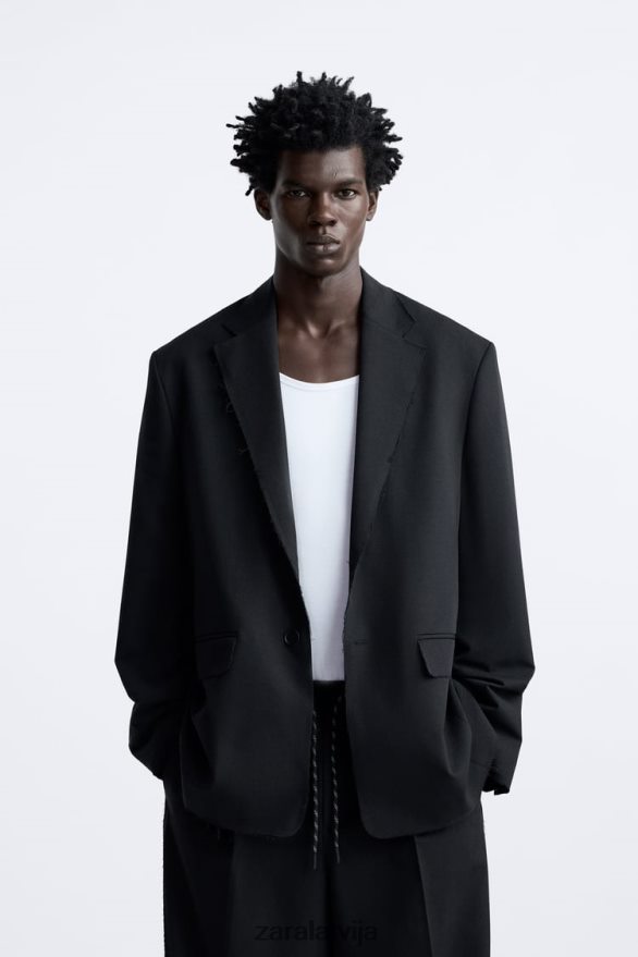 neregulāras apdares bleizeris vīriešiem Zara melns 6ZTV401160 apģērbs