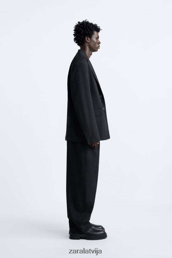 neregulāras apdares bleizeris vīriešiem Zara melns 6ZTV401160 apģērbs
