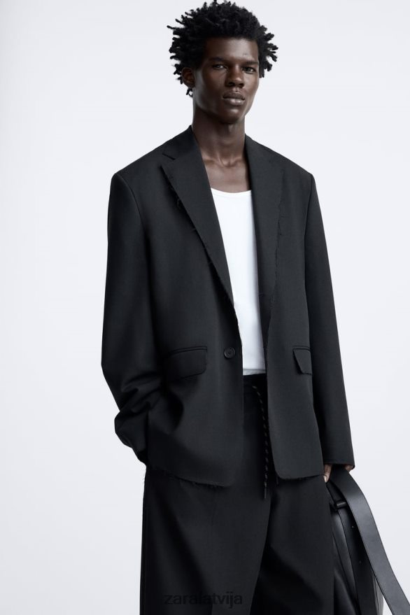 neregulāras apdares bleizeris vīriešiem Zara melns 6ZTV401160 apģērbs