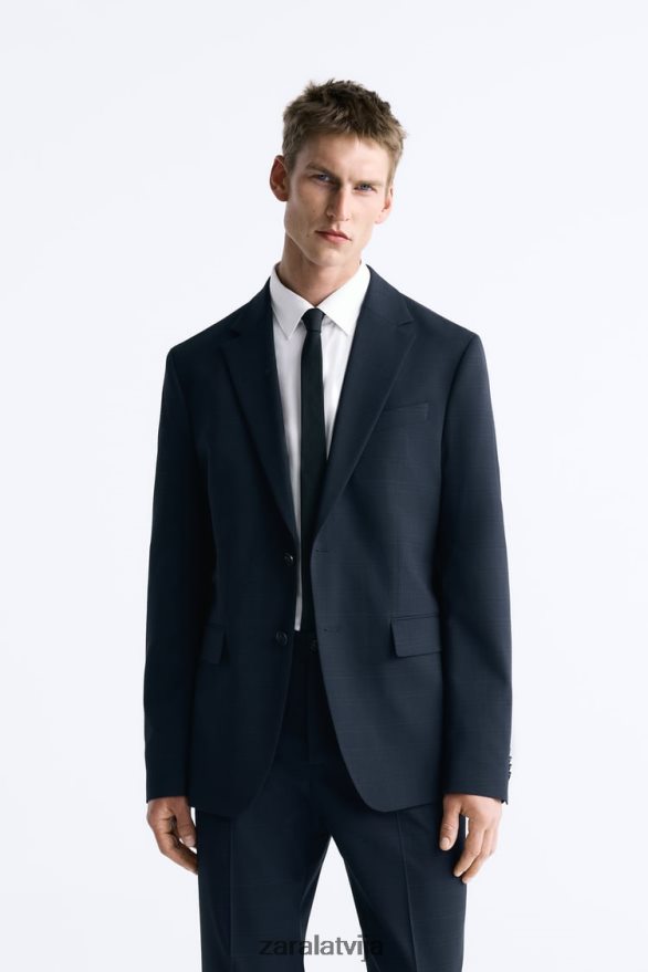 rūtainā uzvalka jaka vīriešiem Zara jūras zils 6ZTV401163 apģērbs