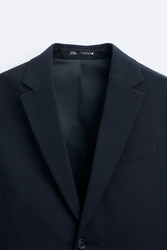 rūtainā uzvalka jaka vīriešiem Zara jūras zils 6ZTV401163 apģērbs