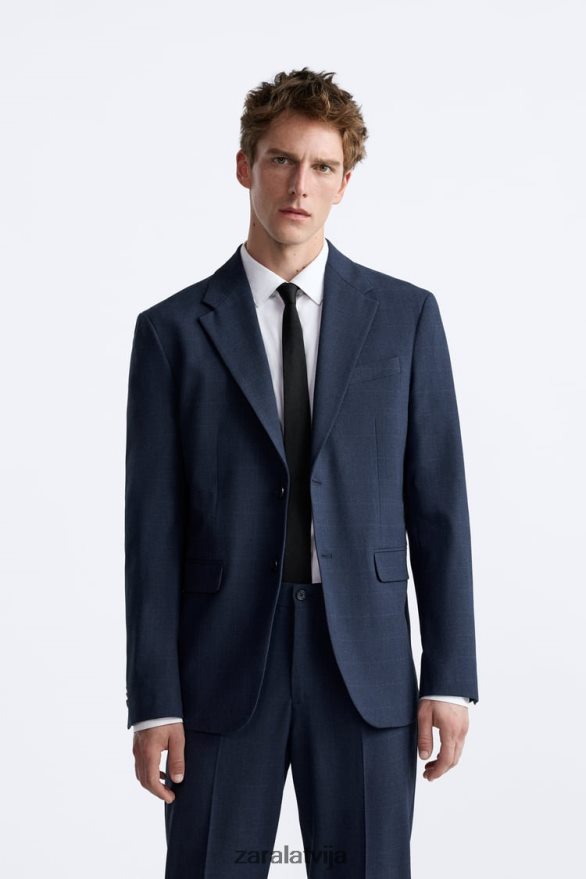 rūtainā uzvalka jaka vīriešiem Zara zilgans 6ZTV401137 apģērbs