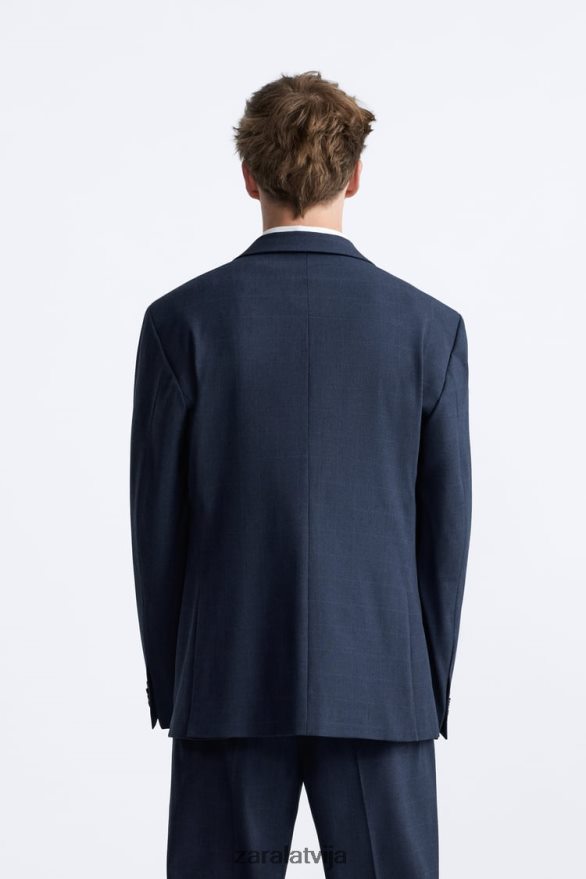 rūtainā uzvalka jaka vīriešiem Zara zilgans 6ZTV401137 apģērbs