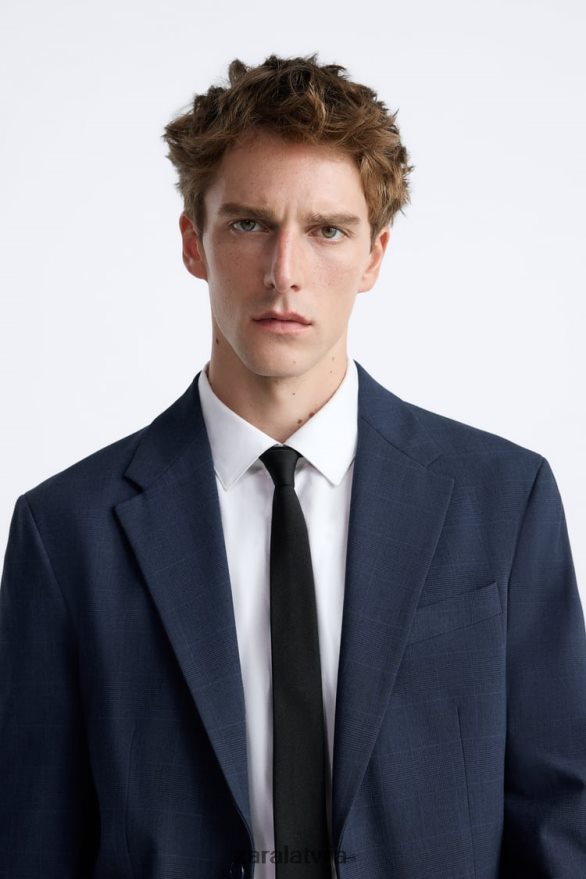 rūtainā uzvalka jaka vīriešiem Zara zilgans 6ZTV401137 apģērbs