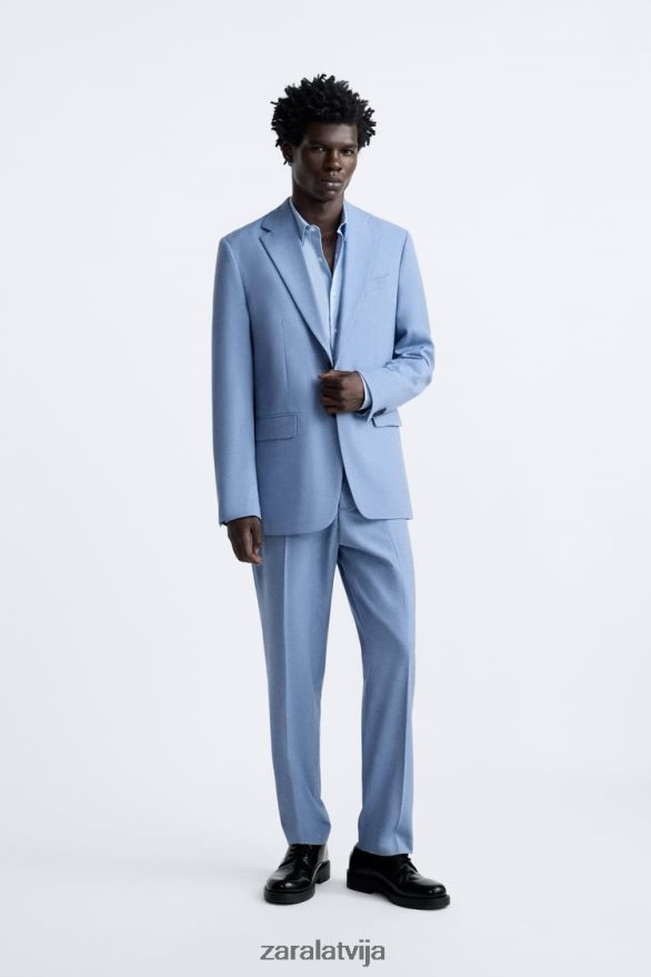 teksturētas uzvalka jaka vīriešiem Zara debesu zils 6ZTV401144 apģērbs