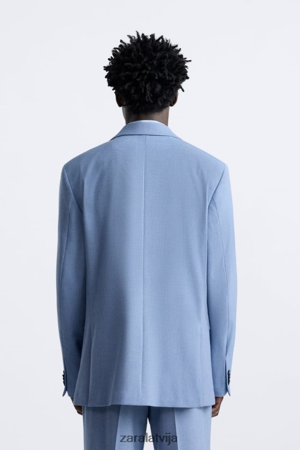 teksturētas uzvalka jaka vīriešiem Zara debesu zils 6ZTV401144 apģērbs