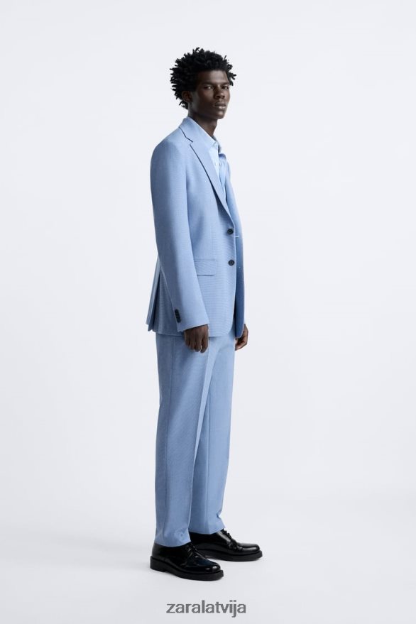 teksturētas uzvalka jaka vīriešiem Zara debesu zils 6ZTV401144 apģērbs
