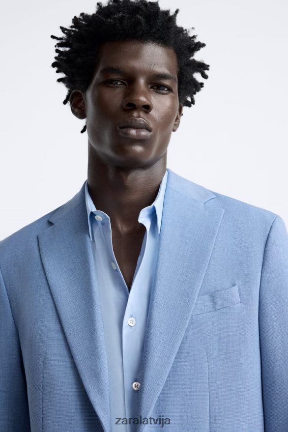 teksturētas uzvalka jaka vīriešiem Zara debesu zils 6ZTV401144 apģērbs