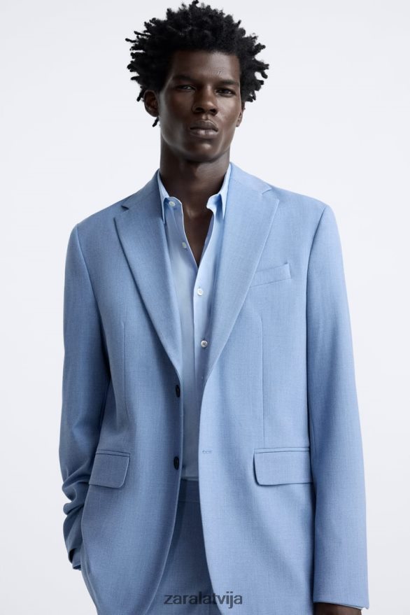 teksturētas uzvalka jaka vīriešiem Zara debesu zils 6ZTV401144 apģērbs