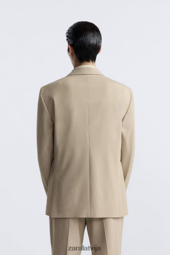 teksturētas uzvalka jaka vīriešiem Zara gaišs iedegums 6ZTV401141 apģērbs