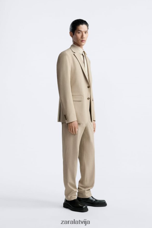 teksturētas uzvalka jaka vīriešiem Zara gaišs iedegums 6ZTV401141 apģērbs