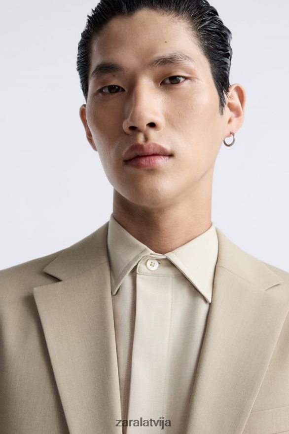 teksturētas uzvalka jaka vīriešiem Zara gaišs iedegums 6ZTV401141 apģērbs