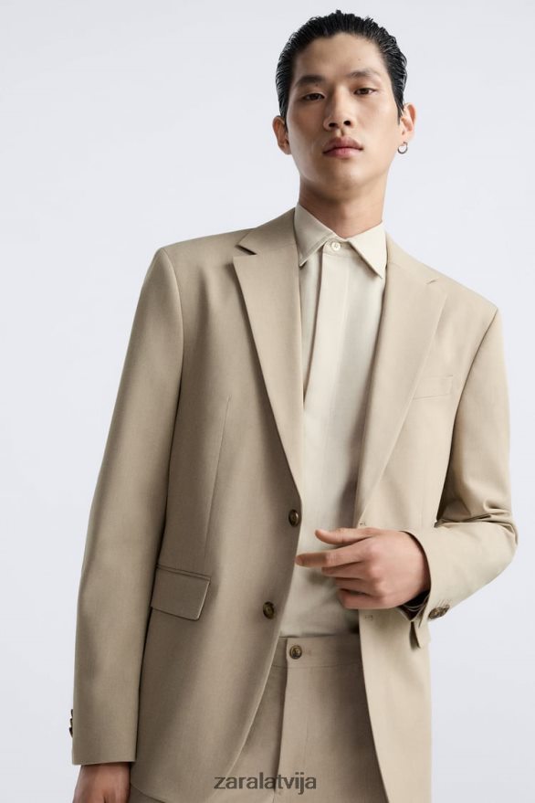 teksturētas uzvalka jaka vīriešiem Zara gaišs iedegums 6ZTV401141 apģērbs