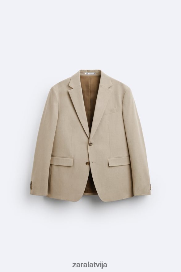 teksturētas uzvalka jaka vīriešiem Zara gaišs iedegums 6ZTV401141 apģērbs