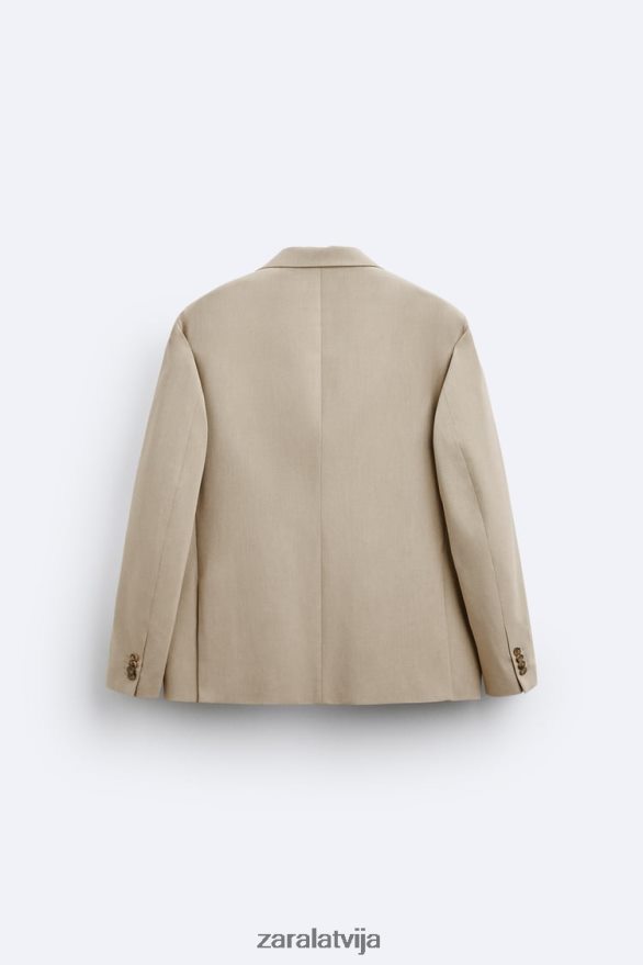 teksturētas uzvalka jaka vīriešiem Zara gaišs iedegums 6ZTV401141 apģērbs