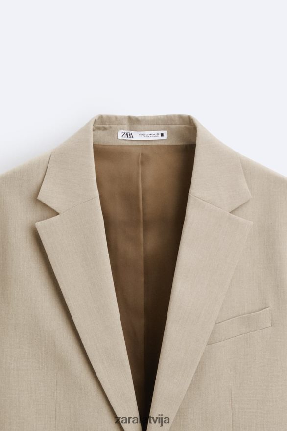 teksturētas uzvalka jaka vīriešiem Zara gaišs iedegums 6ZTV401141 apģērbs