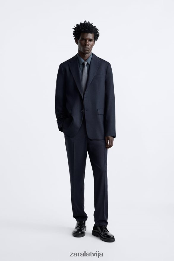 teksturētas uzvalka jaka vīriešiem Zara jūras zils 6ZTV401136 apģērbs