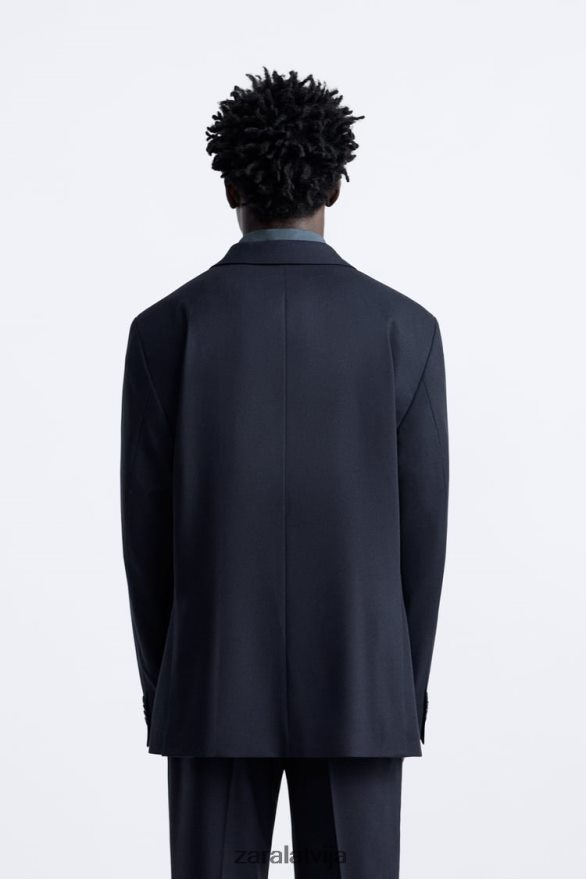 teksturētas uzvalka jaka vīriešiem Zara jūras zils 6ZTV401136 apģērbs