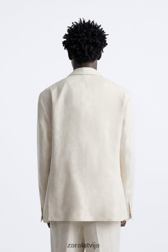 uzvalka jaka no 100% lina vīriešiem Zara gaiši bēšs 6ZTV401156 apģērbs