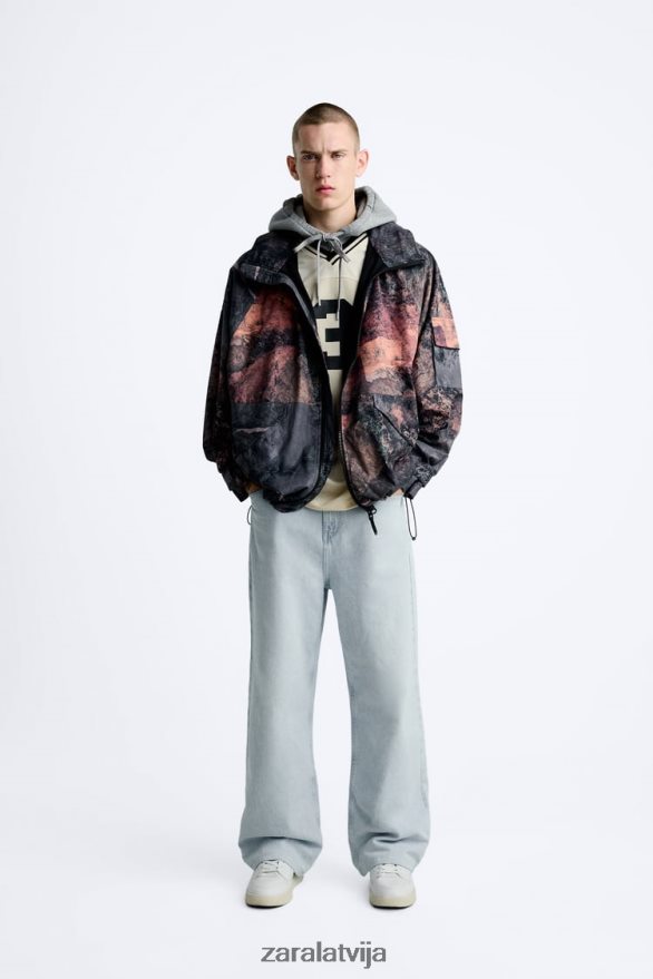 abstraktas drukas tehniskā jaka vīriešiem Zara daudzkrāsains 6ZTV401105 apģērbs