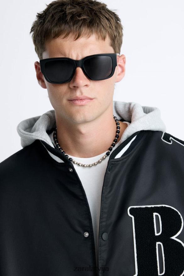 bomberjaka ar kapuci vīriešiem Zara melns 6ZTV401133 apģērbs