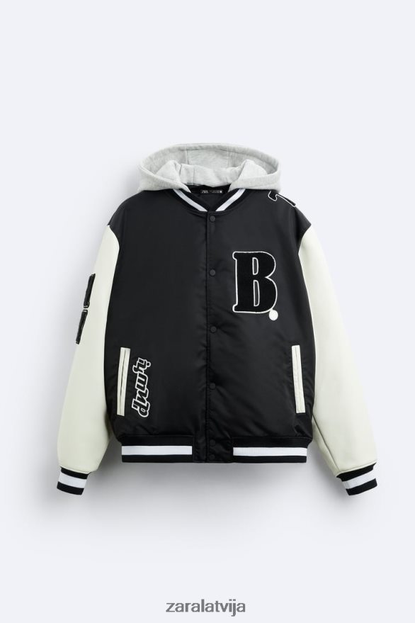 bomberjaka ar kapuci vīriešiem Zara melns 6ZTV401133 apģērbs