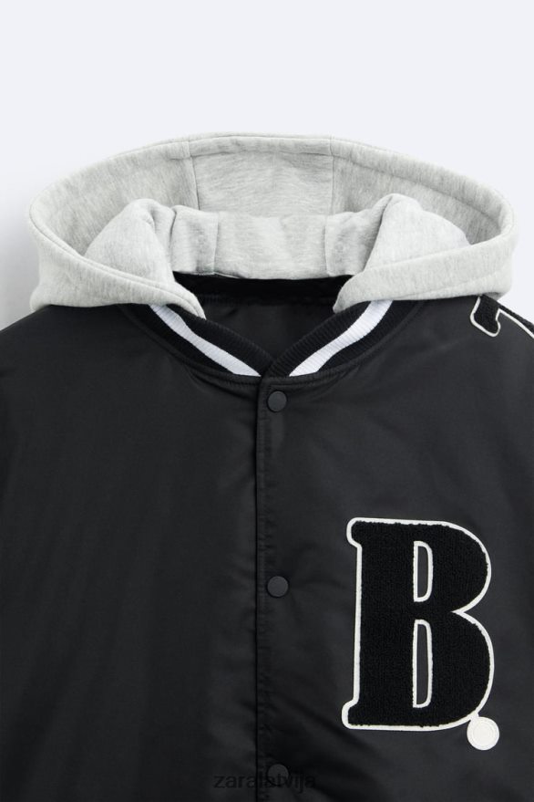 bomberjaka ar kapuci vīriešiem Zara melns 6ZTV401133 apģērbs