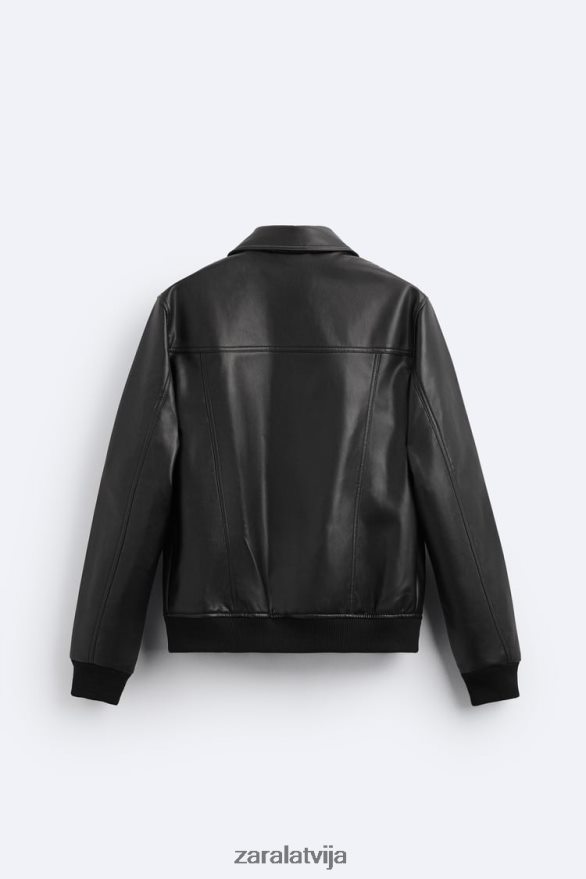mākslīgās ādas jaka vīriešiem Zara melns 6ZTV401121 apģērbs