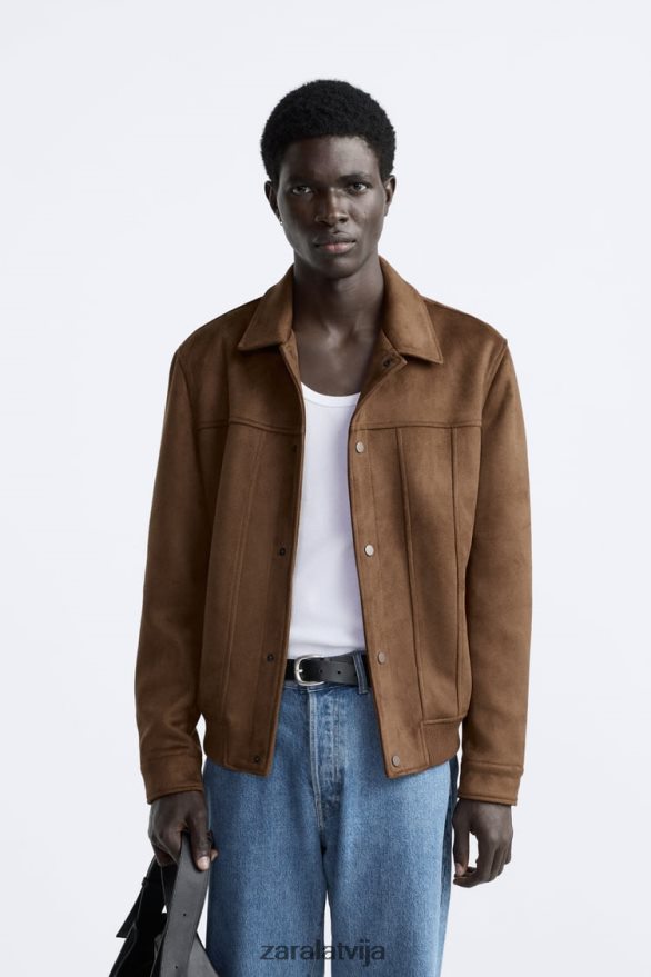 mākslīgās zamšādas jaka vīriešiem Zara āda 6ZTV401120 apģērbs
