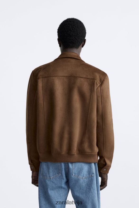 mākslīgās zamšādas jaka vīriešiem Zara āda 6ZTV401120 apģērbs