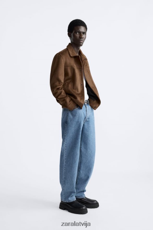 mākslīgās zamšādas jaka vīriešiem Zara āda 6ZTV401120 apģērbs