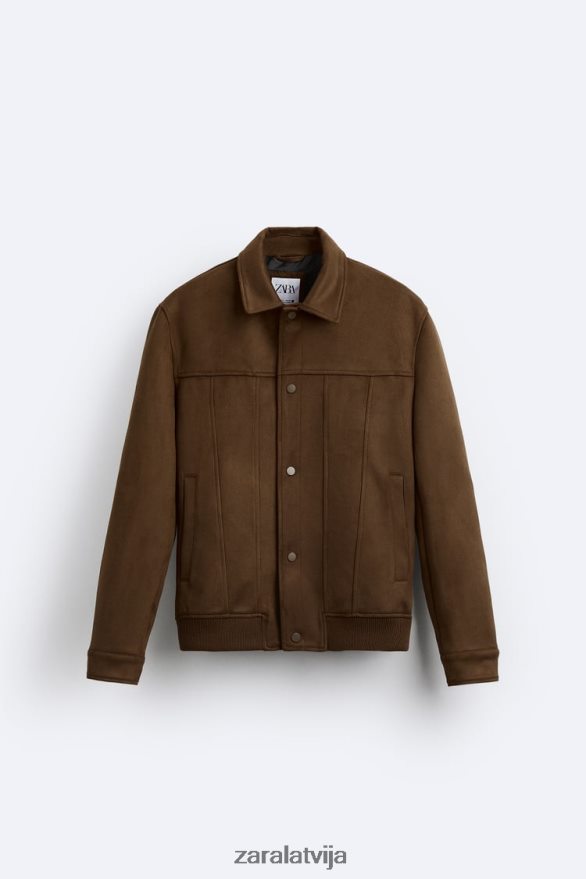 mākslīgās zamšādas jaka vīriešiem Zara āda 6ZTV401120 apģērbs