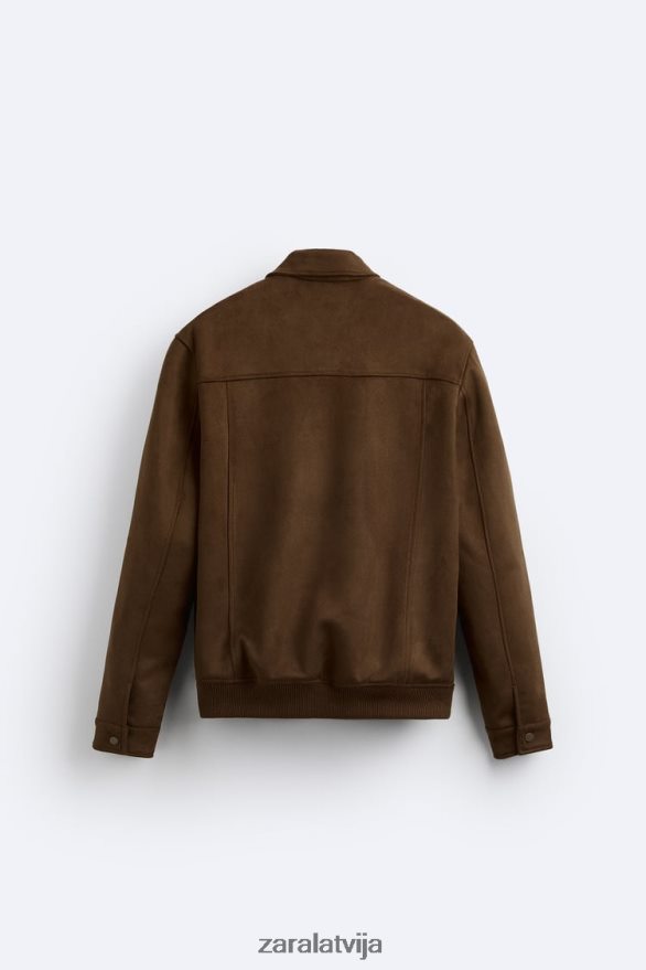 mākslīgās zamšādas jaka vīriešiem Zara āda 6ZTV401120 apģērbs