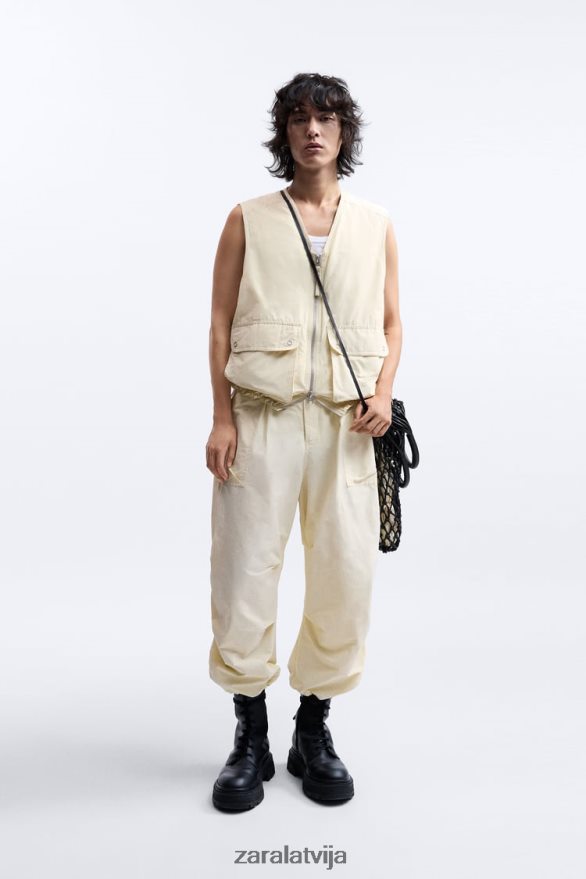 puffer vest ierobežots izdevums vīriešiem Zara ekru 6ZTV401124 apģērbs