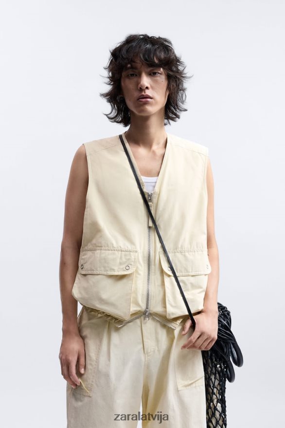 puffer vest ierobežots izdevums vīriešiem Zara ekru 6ZTV401124 apģērbs