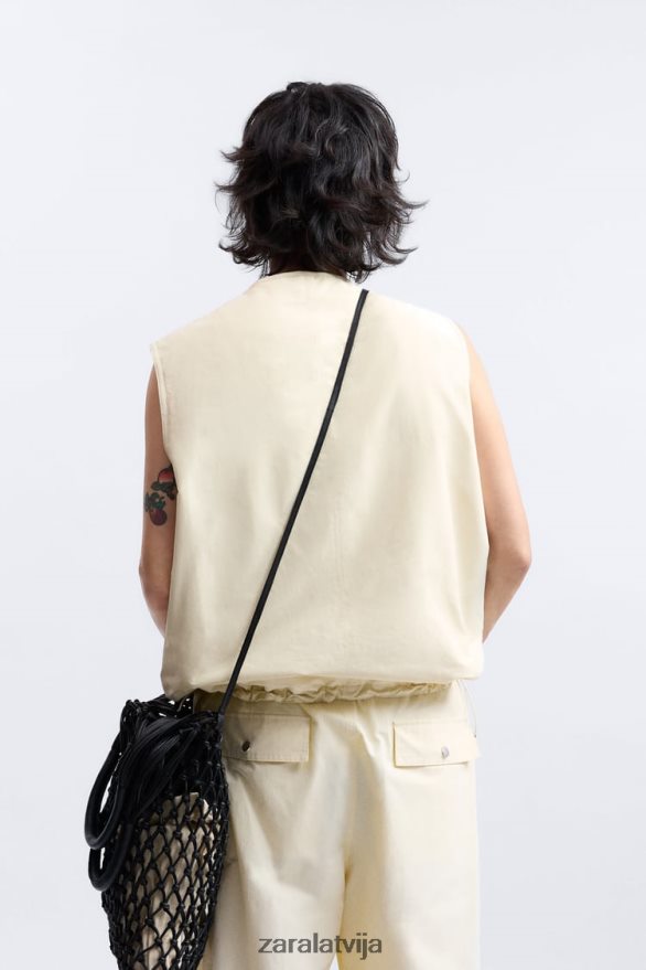 puffer vest ierobežots izdevums vīriešiem Zara ekru 6ZTV401124 apģērbs